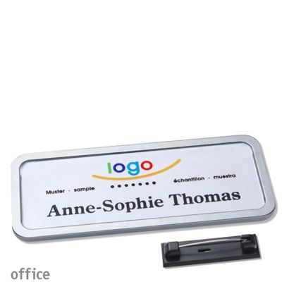 Namensschilder office quick-print Nadel edelstahl | 75 x 27 mm