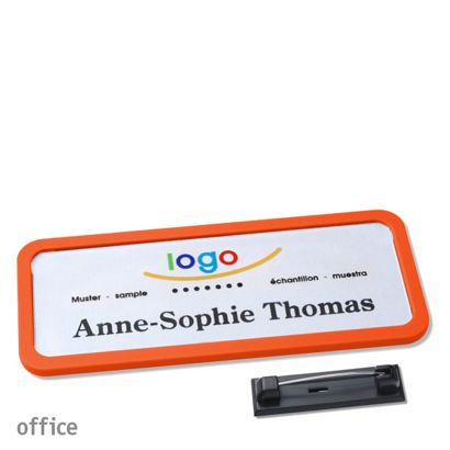 Namensschilder office quick-print Nadel orange | 75 x 27 mm