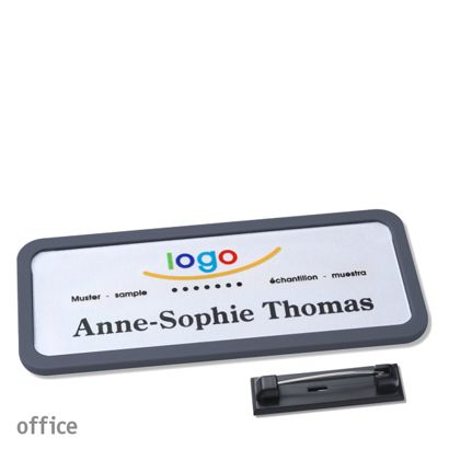 Namensschilder office quick-print Nadel anthrazit | 75 x 27 mm