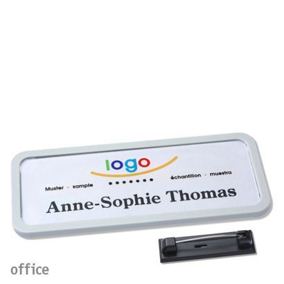 Namensschilder office quick-print Nadel hellgrau | 75 x 27 mm