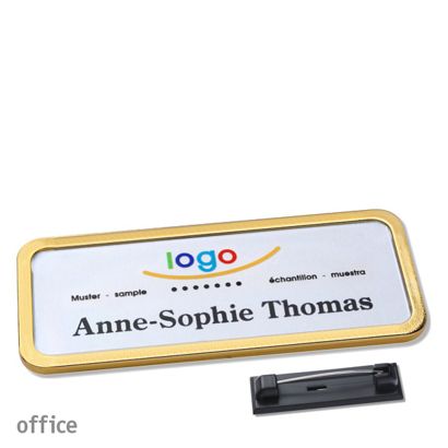 Namensschilder office quick-print Nadel gold | 75 x 27 mm