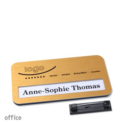 Namensschilder office alu-print Nadel gold