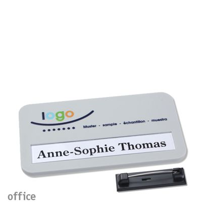 Namensschilder office color-print Nadel hellgrau