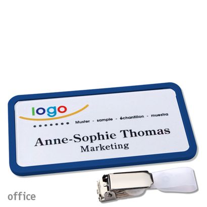 Namensschilder office quick-print Hängerclip Hängerclip | dunkelblau | 75 x 37 mm