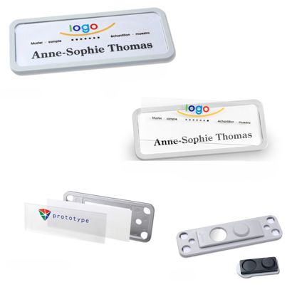 Namensschilder office quick-print Hängerclip Hängerclip metallfrei | schwarz | 75 x 37 mm