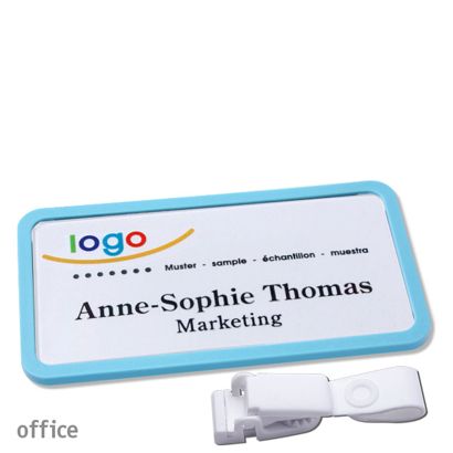 Namensschilder office quick-print Hängerclip Hängerclip metallfrei | pastellblau | 75 x 37 mm