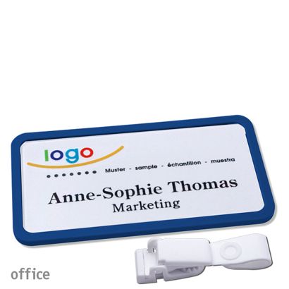 Namensschilder office quick-print Hängerclip Hängerclip metallfrei | dunkelblau | 75 x 37 mm
