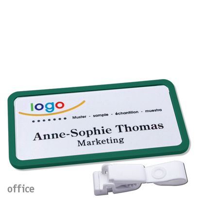 Namensschilder office quick-print Hängerclip Hängerclip metallfrei | grün | 75 x 37 mm