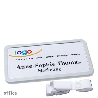 Namensschilder office quick-print Hängerclip Hängerclip metallfrei | hellgrau | 75 x 37 mm
