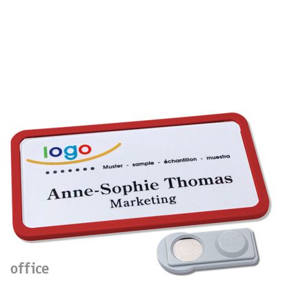 Namensschilder office quick-print Magnet smag® Magnet | rot | 75 x 37 mm