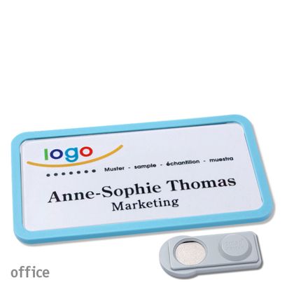 Namensschilder office quick-print Magnet smag® Magnet | pastellblau | 75 x 37 mm