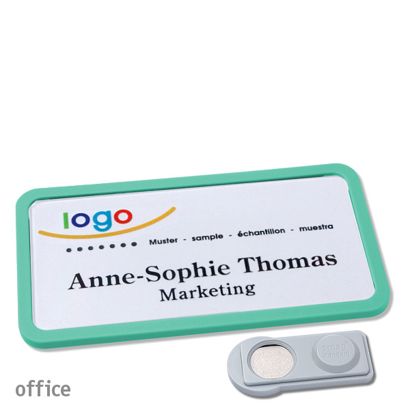 Namensschilder office quick-print Magnet smag® Magnet | pastellgrün | 75 x 37 mm
