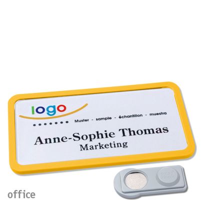 Namensschilder office quick-print Magnet smag® Magnet | gelb | 75 x 37 mm