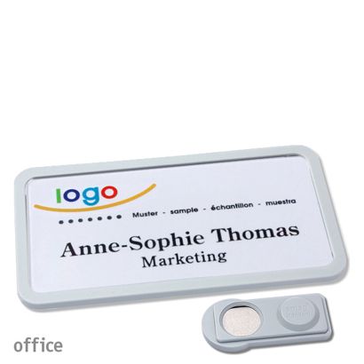 Namensschilder office quick-print Magnet smag® Magnet | hellgrau | 75 x 37 mm