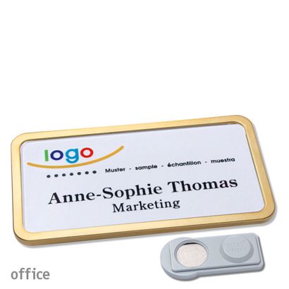 Namensschilder office quick-print Magnet smag® Magnet | gold | 75 x 37 mm