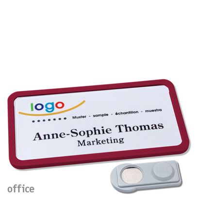 Namensschilder office quick-print Magnet smag® Magnet | bordeauxviolett | 75 x 37 mm