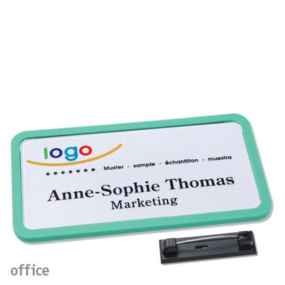 Namensschilder office quick-print Nadel pastellgrün | 75 x 37 mm