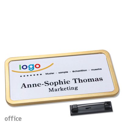Namensschilder office quick-print Nadel gold | 75 x 37 mm
