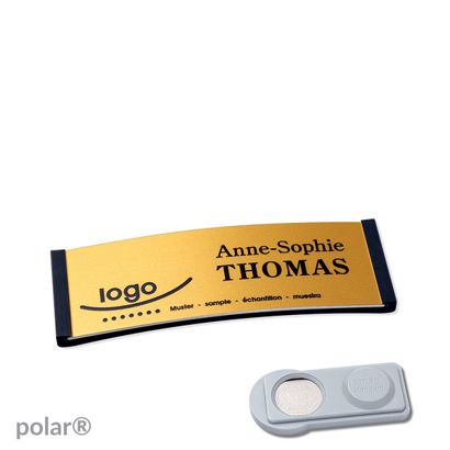 Namensschilder polar® alu-complete magnet smag® Magnet | schwarz | gold | 64 x 22 mm
