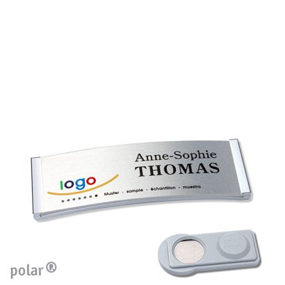 Namensschilder polar® alu-complete magnet smag® Magnet | chrom | silber | 64 x 22 mm