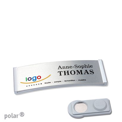 Namensschilder polar® alu-complete magnet smag® Magnet | edelstahl | silber | 64 x 22 mm