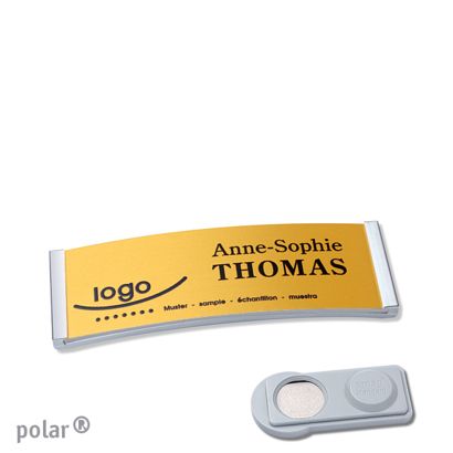 Namensschilder polar® alu-complete magnet smag® Magnet | edelstahl | gold | 64 x 22 mm