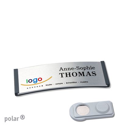 Namensschilder polar® alu-complete magnet smag® Magnet | anthrazit | silber | 64 x 22 mm