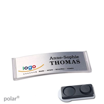 Namensschilder polar® alu-complete magnet smag® Magnet, extra stark | transparent | silber | 64 x 22 mm