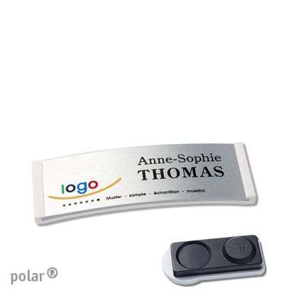 Namensschilder polar® alu-complete magnet smag® Magnet, extra stark | weiß | silber | 64 x 22 mm
