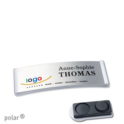 Namensschilder polar® alu-complete magnet smag® Magnet, extra stark | edelstahl | silber | 64 x 22 mm