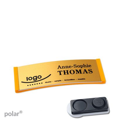Namensschilder polar® alu-complete magnet smag® Magnet, extra stark | gelb | gold | 64 x 22 mm