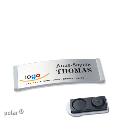 Namensschilder polar® alu-complete magnet smag® Magnet, extra stark | hellgrau | silber | 64 x 22 mm