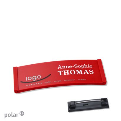 Namensschilder polar® color-complete magnet Edelstahl-Rastnadel | rot | 64 x 22 mm