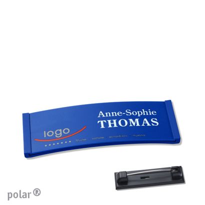 Namensschilder polar® color-complete magnet Edelstahl-Rastnadel | blau | 64 x 22 mm