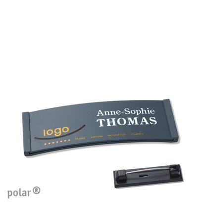 Namensschilder polar® color-complete magnet Edelstahl-Rastnadel | anthrazit | 64 x 22 mm