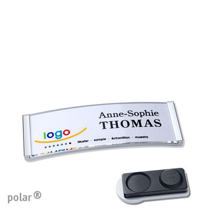Namensschilder polar® quick-print Magnet smag® Magnet, extra stark | chrom | 64 x 22 mm