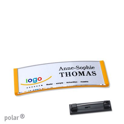 Namensschilder polar® quick-print Nadel gelb | 64 x 22 mm