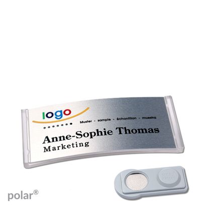 Namensschilder polar® alu-complete magnet smag® Magnet | transparent | silber | 65 x 30 mm