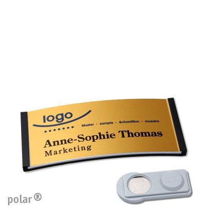 Namensschilder polar® alu-complete magnet smag® Magnet | schwarz | gold | 65 x 30 mm