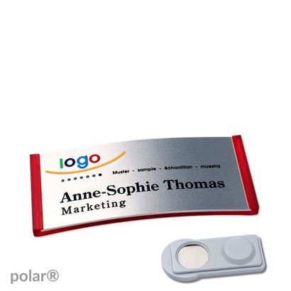 Namensschilder polar® alu-complete magnet smag® Magnet | transluzent, rot | silber | 65 x 30 mm