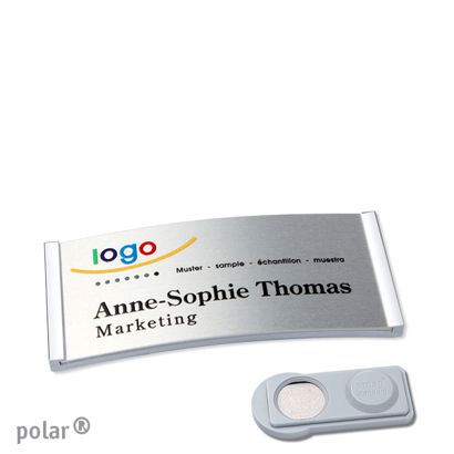 Namensschilder polar® alu-complete magnet smag® Magnet | chrom | silber | 65 x 30 mm
