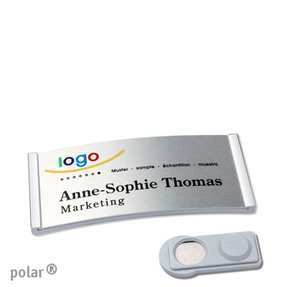Namensschilder polar® alu-complete magnet smag® Magnet | edelstahl | silber | 65 x 30 mm