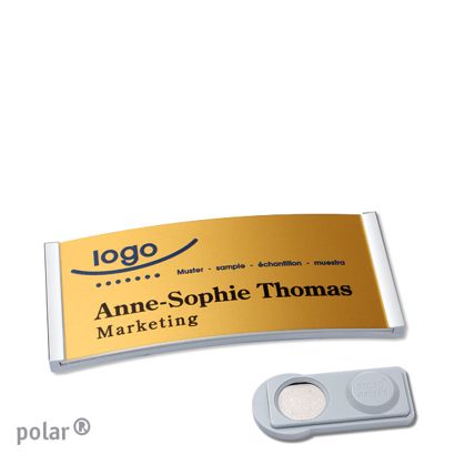 Namensschilder polar® alu-complete magnet smag® Magnet | edelstahl | gold | 65 x 30 mm
