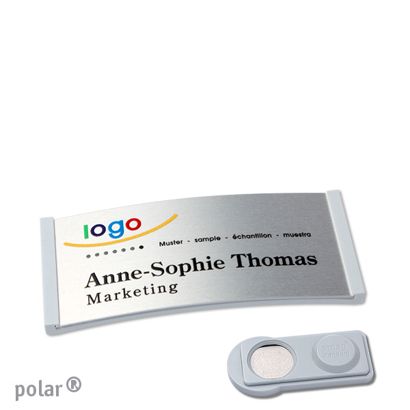 Namensschilder polar® alu-complete magnet smag® Magnet | hellgrau | silber | 65 x 30 mm