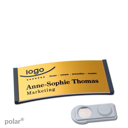 Namensschilder polar® alu-complete magnet smag® Magnet | anthrazit | gold | 65 x 30 mm