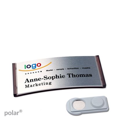 Namensschilder polar® alu-complete magnet smag® Magnet | transluzent, anthrazit | silber | 65 x 30 mm