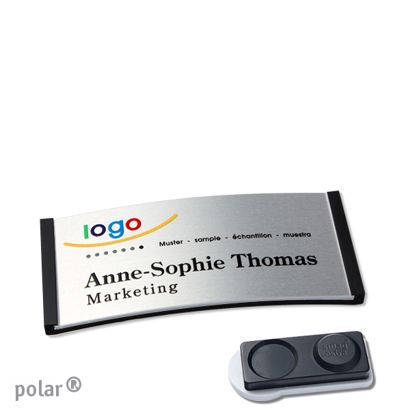 Namensschilder polar® alu-complete magnet smag® Magnet, extra stark | schwarz | silber | 65 x 30 mm