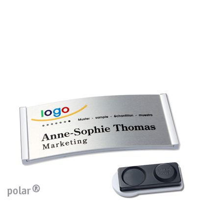 Namensschilder polar® alu-complete magnet smag® Magnet, extra stark | edelstahl | silber | 65 x 30 mm