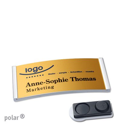 Namensschilder polar® alu-complete magnet smag® Magnet, extra stark | edelstahl | gold | 65 x 30 mm
