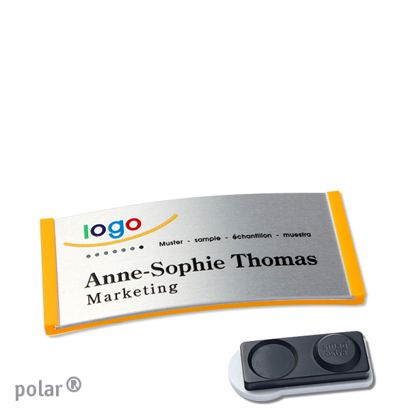 Namensschilder polar® alu-complete magnet smag® Magnet, extra stark | gelb | silber | 65 x 30 mm